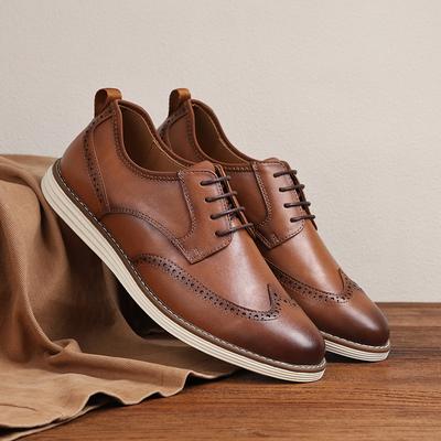 Scarpe in Pelle Casual da Uomo alla Moda Scarpe Brogue Classiche Retrò Stringate da Uomo Scarpe Piatte Leggere Comode per l'Esterno e la Guida