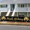 Black Gold Happy Birthday Banner Birthday Party Decoration Baby Shower Background Decor Bunting Garland Banners Hanging Flags