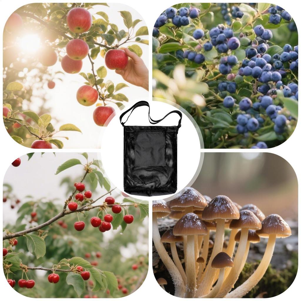 Outdoor Orchard Net Bag Mushroom Picking Bag Large Capacity Foldable Picking Bag Organization Storage Bags Home Storage