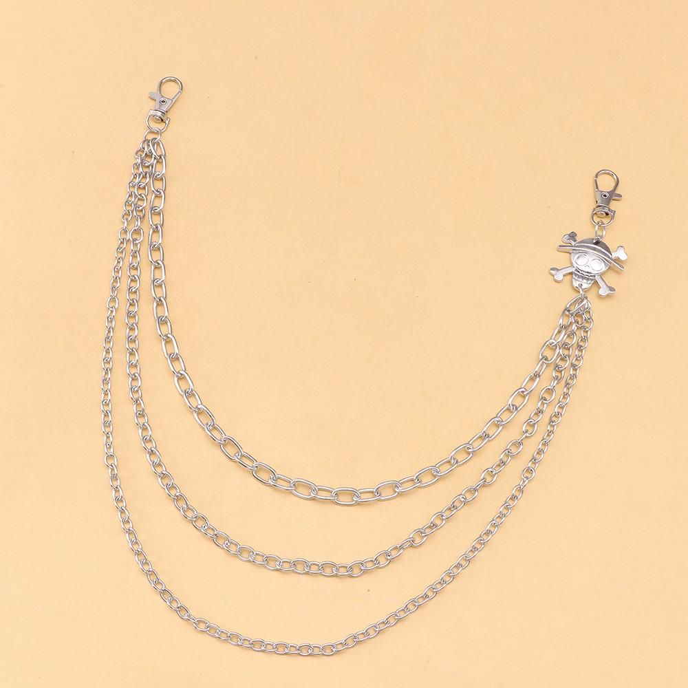Pirate Skull Metal Waist Chain With Double Layer Chains For Men And Women