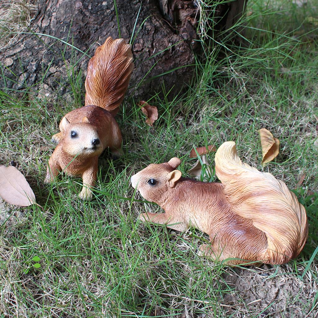 2-piece Simulation Squirrel, Garden Decoration Animal Pendant, Hand-painted Resin Crafts, Spring Garden Decoration, Home Decor