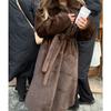 Damen S Faux Fur Langer Mantel Mit Gürtel Dicke Warme Oberbekleidung