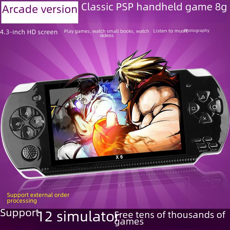 X6 Handheld-Spielkonsole: 4,3" Farbbildschirm, 128-Bit Arcade, GBA/FC kompatibel, Ideal für Kinder.