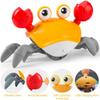 Electric Sensing Toy Crab Realistic Crawling Automatic Avoidance Adjustable Volume Speed ABS Material USB Charging Green Orange