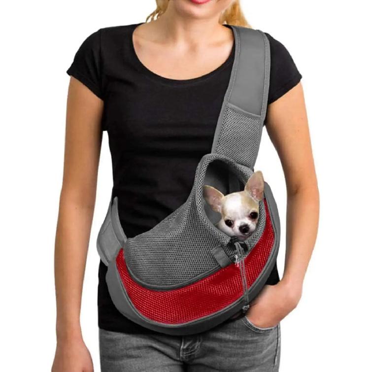 Haustier-Tragetasche für kleine Hunde & Katzen – Freihändige Welpen-Tragetasche mit Sicherheitshaken, Große Reißverschlusstasche, Weiches atmungsaktives Netz