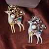 Squisita Lussuosa Carina Animale Cervo Spilla Femminile Intarsiata Scintillante Zirconia Cubica Coordinato Abito Camicia Elegante Gioielli da Festa Bel Regalo