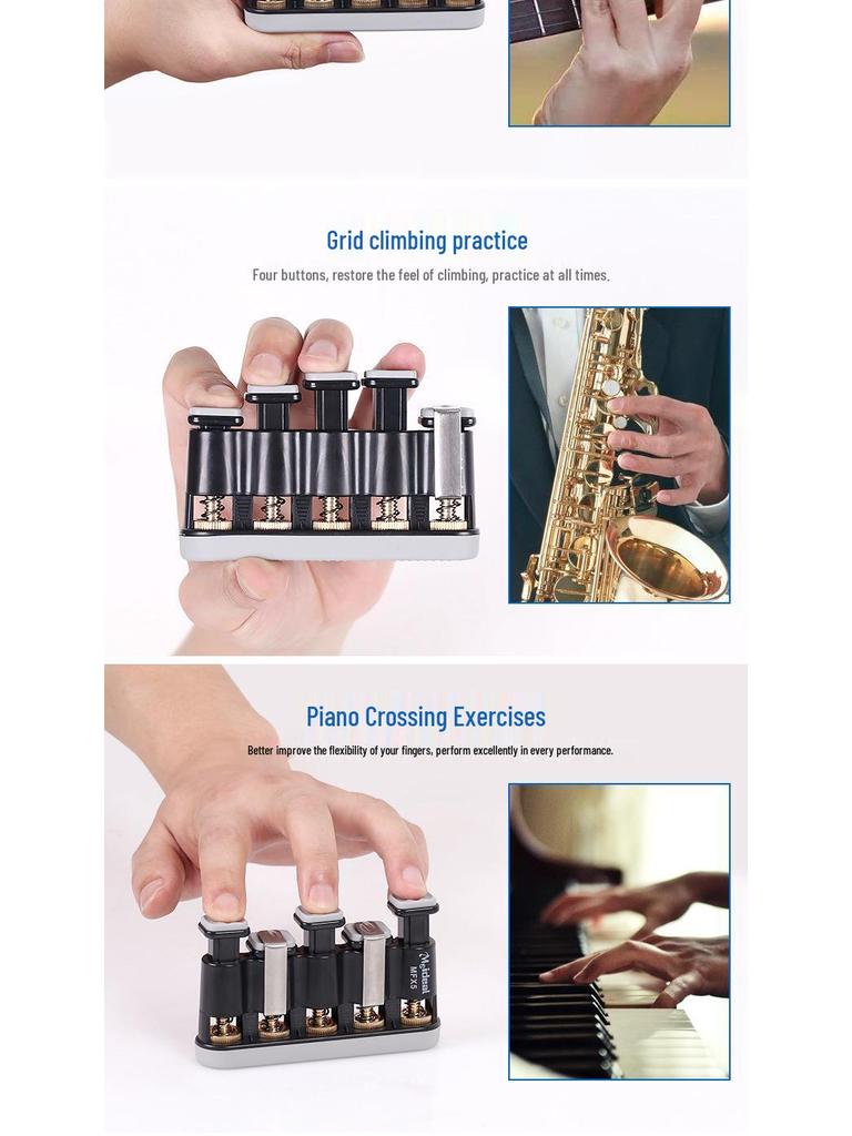 Adjustable Five-Finger Piano & Guitar Finger Strength Trainer with Copper Core