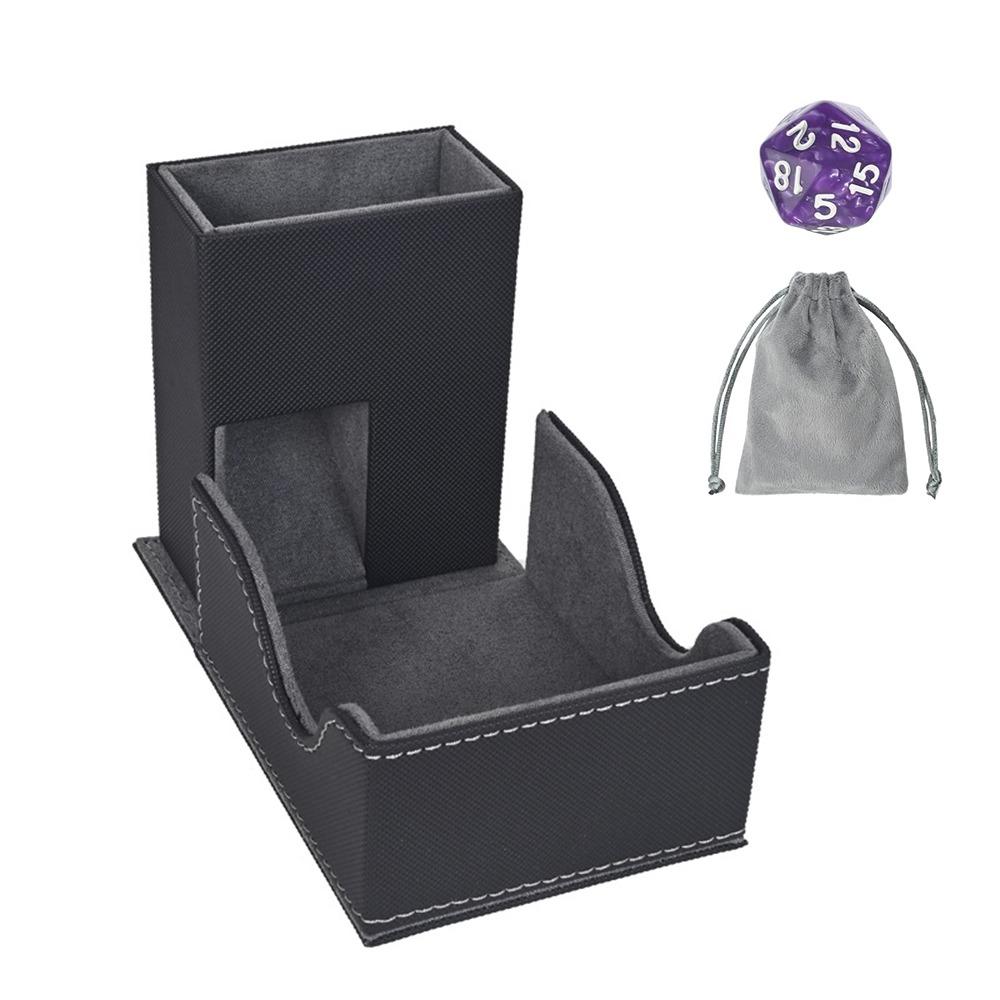 PU Leder Würfelablage mit Beutel Würfelturm Tragbarer Würfelbecher Turm für RPG Tabletop-Gaming