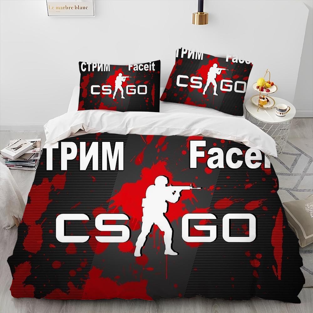 CS GO,Game Gamer,Counter Strike Comforter Bedding Set,Duvet Cover Bed Set Quilt Cover Pillowcase,king Queen Size Bedding Set Kid