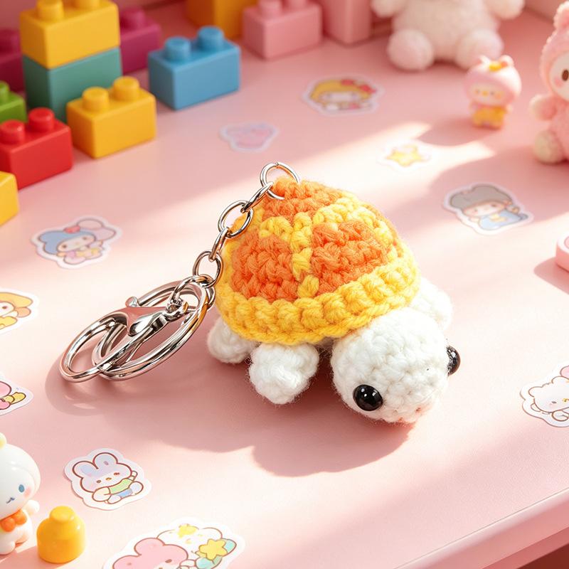 Adorable Turtle Keychain, Handmade Crocheted Miniature Turtle Plush Toy Hanging Bag Charm Ornament