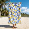Mediterranean Lemon Beach Towel Summer Towel Blue Leaves Print Pool Towel Large Microfiber Beach Towel Aesthetic Vacation Mat