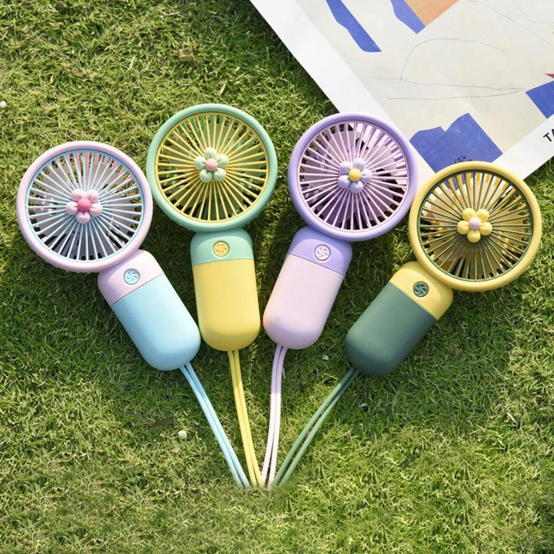 Portable Desktop Lazy Phone Stand with A Small Fan, Featuring Cute Cartoon-shaped Fruits and Flowers, for Charging Your Phone.