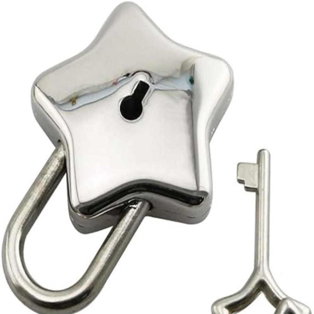 Star Key Vintage Style LOCK Silvery Notebook Padlock Mini Star Shape Padlock Luggage