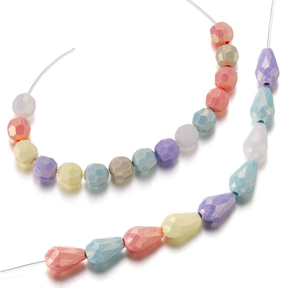 50/100Pcs Macaron Color Acrylic Faceted Shape Beads Round Waterdrop Loose Beads for DIY Necklace Bracelet Jewelry Making