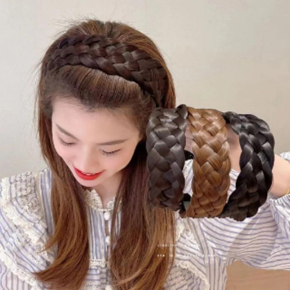 Dapple Women s Wig Headband Synthetic Hair Braided Hairband Natural Light brown