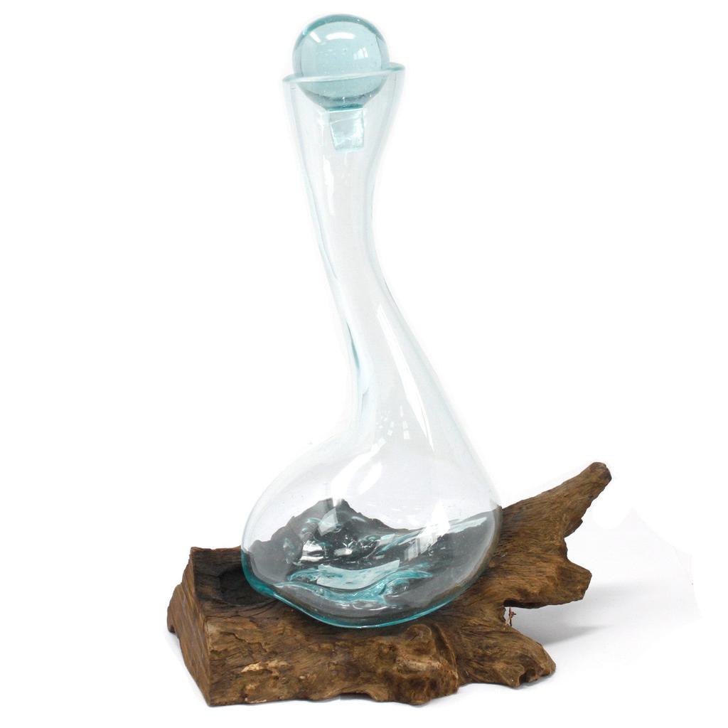 Wine Decanter Molten Glass On Wood 1L