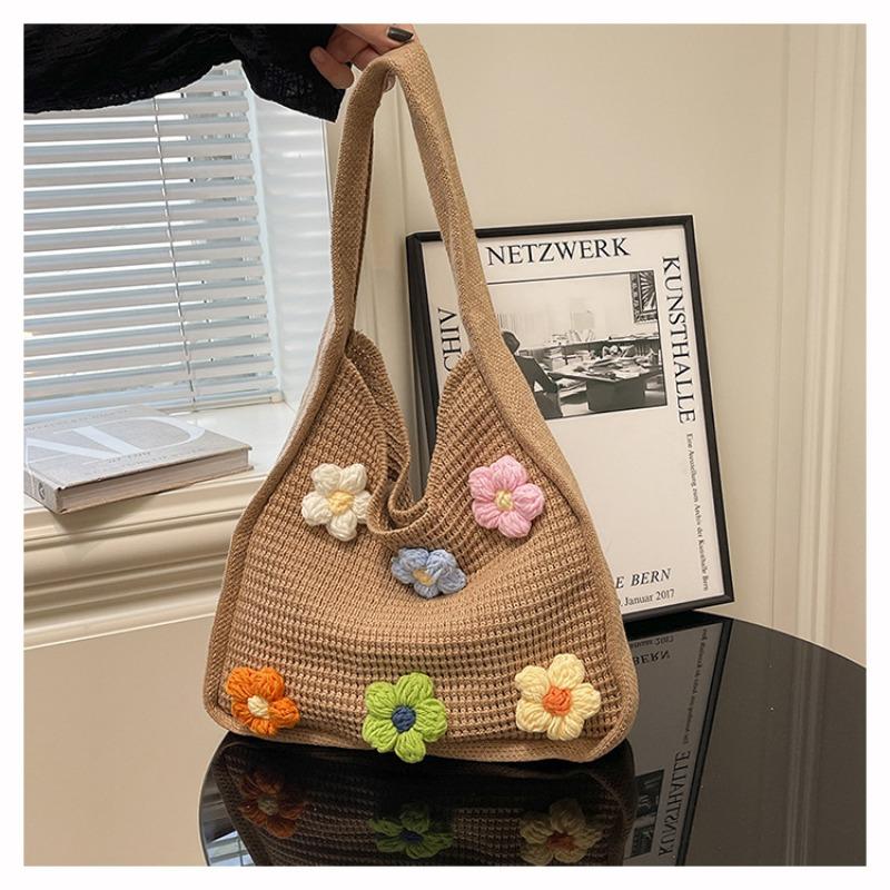 Large Capacity Knitted Bag Women's Summer Versatile New Casual Shoulder Knitted Bag Commuter Tote Bag
