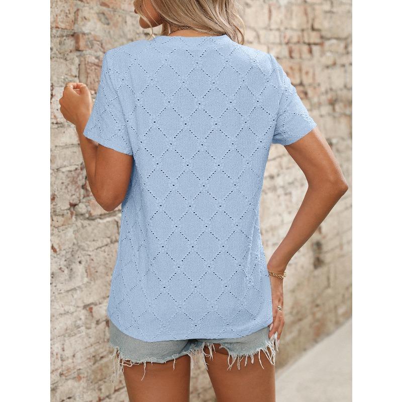 Round Neck Short Sleeved Solid Color Women's T-shirts