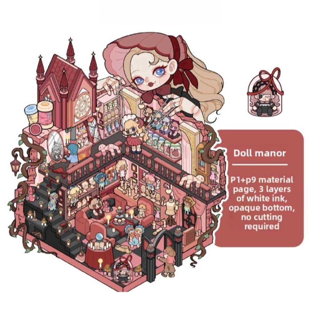 Horror Theme 3D Miniature Scene 8 Scene 20 Sheets Visual Stacking Sticker  for Children