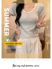 Summer 2025 Striped Slim Fit Short-Sleeved T-Shirt - Trendy American Style, Pure & Sexy Round Neck Women's Top
