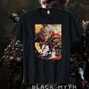 Black Myth Wukong Retro 90er Herren T-Shirt Black Myth Wukong Spiele Unisex Sommer Kurzarm Baumwoll T-Shirt Oberteile