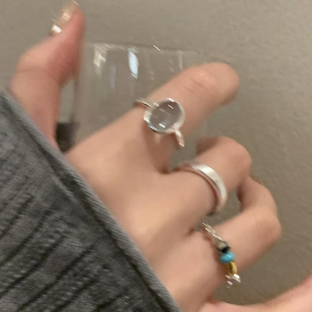 Ice Blue Glass Silver Open Ring: Elegant, Edgy & Stylish