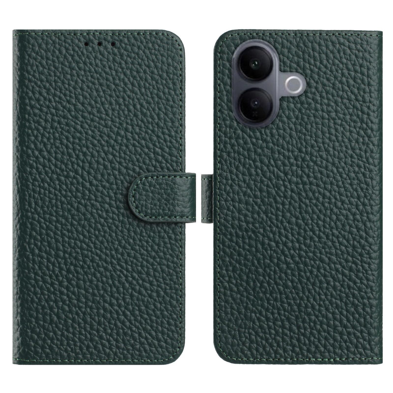 

For vivo V60 Lite 5G Case Wallet Stand Litchi Texture Genuine Cow Leather Flip Phone Cover