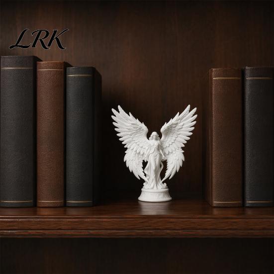 Home Office Spiritual Decor 3D Printed Angel Figurine with Large Wings, White Matte Statue, Desk Statue Aesthetic Minimalist Sculpture for Desktop