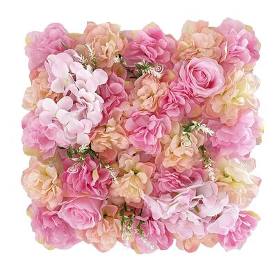 Flower Wall Backdrop Lifelike Repeated Use Decorative Artificial Floral Panel for Party Wedding Pink