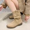 Maillard Medium Boots Children's New Spring and Autumn Western Cowboy Pile Boots Thick-soled Martin Boots Single Boots