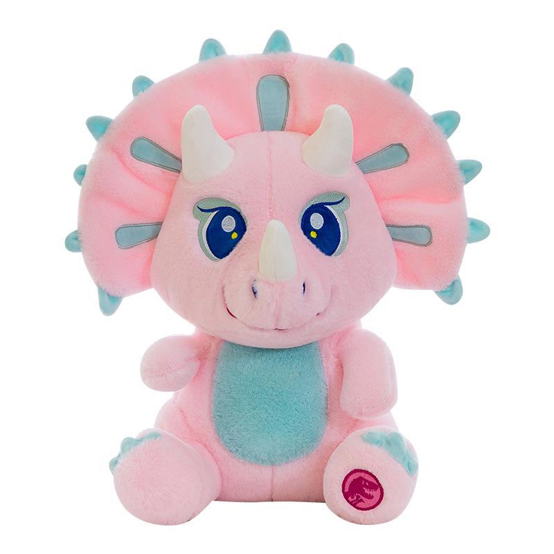 Pink Triceratops Dinosaur Plush Toy - Cartoon Jurassic Series Stuffed Animal Doll