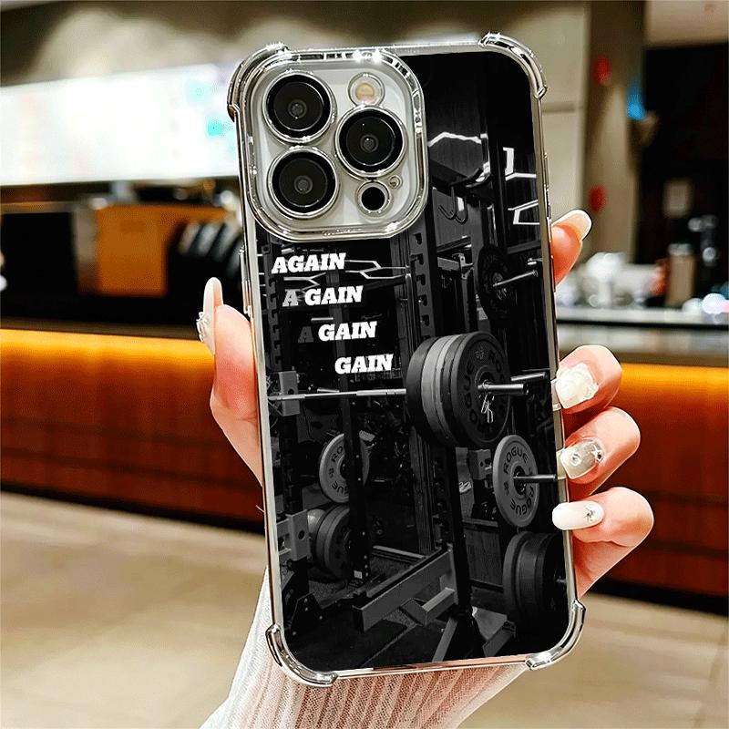 Gym Mode Fitness Bodybuilding Plating Phone Case For Iphone 16 17 Pro Max Air 16E 14 15 Plus 12 13 Mini Anti-Fall Airabag Cover