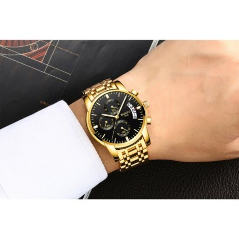 Orologio Uomo Analogico Al Quarzo - Design Minimalista - Cinturino In Acciaio Inossidabile A Maglie - Quadrante Con Secondi