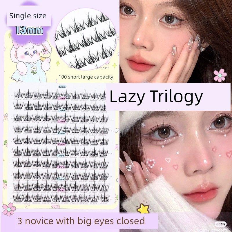 

Menglu Bean Bag Trilogy Dense Fake Eyelashes Nature Lazy Man Trilogy 10 Rows 13mm(Hot Girl Style)