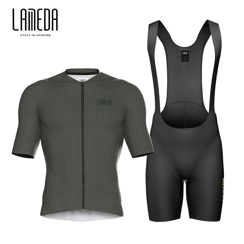2026 Lameda Cycling Clothes Summer Men's Short Sleeved Fast Drying Breathable Cycling Jersey Cycling Shorts Strap Set for Men