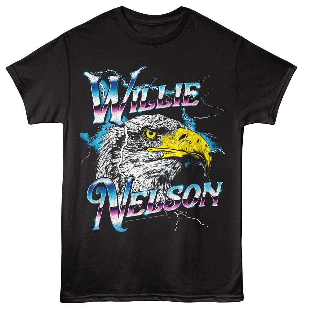 Willie Nelson USA Bald Eagle Lightning Bolts Men T Shirt Outlaw Country Music S