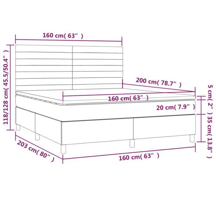 VidaXL Sommier à Lattes de Lit avec Matelas et LED, Lit Rembourré, Lit Double, Lit Adulte de Chambre à Coucher Intérieur, 3135527