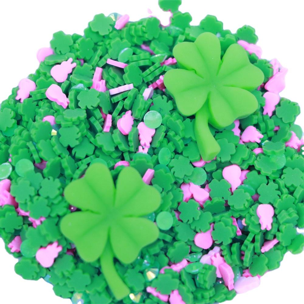 St Patrick's Day Polymer Clay Slices Mini Cute Green Leaf Clover Craft for Nail Art Slime Filler Charms
