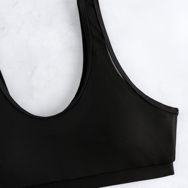 Sexy de Moda Malla Costura Color Sólido Chaleco Bikini de Baño Dividido para Mujer