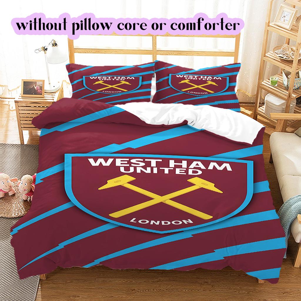 Football Red Blue Pattern Bedding Quilt Set Quilt Cover Pillowcase Home Decoration Birthday Gift (1 * duvet cover + 2 * pillowcase, without core)