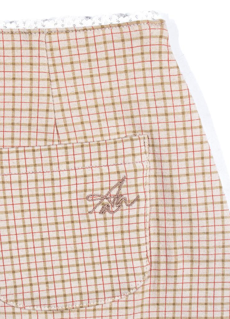 Another A Low-Rise Check Lace Mini Skirt_Beige