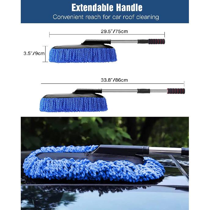Car Duster, Extendable Long Handle Microfiber Car Duster Exterior Scratch Free Car Cleaning Tool, Car Dust Brush for Truck, SUV, RV, Motorcycle and