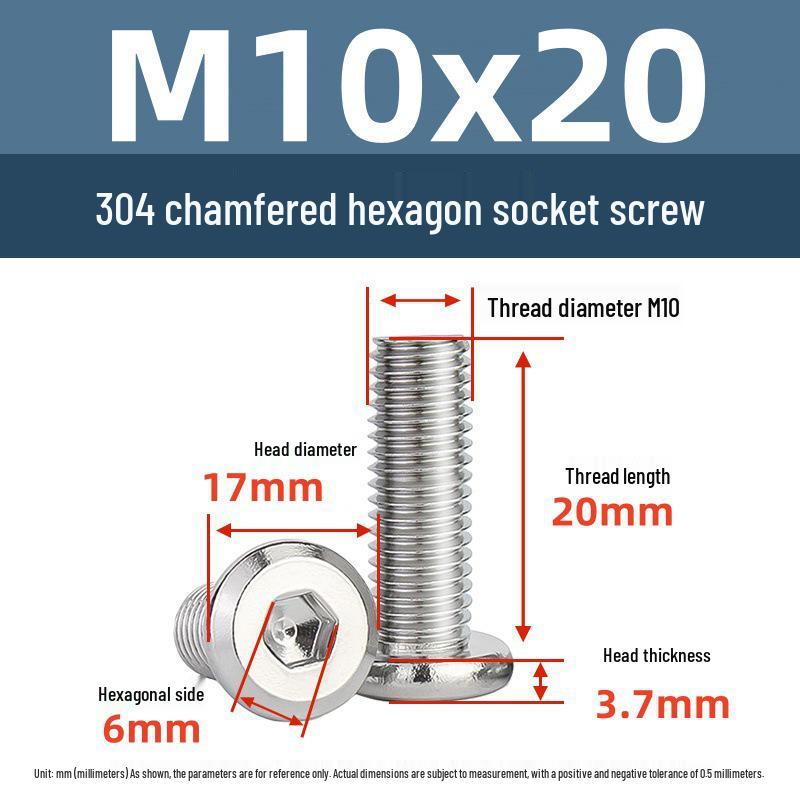 Yigu 304 Stainless Steel M2-M12 Countersunk Flat Head Hex Screw for Furniture & Cabinets