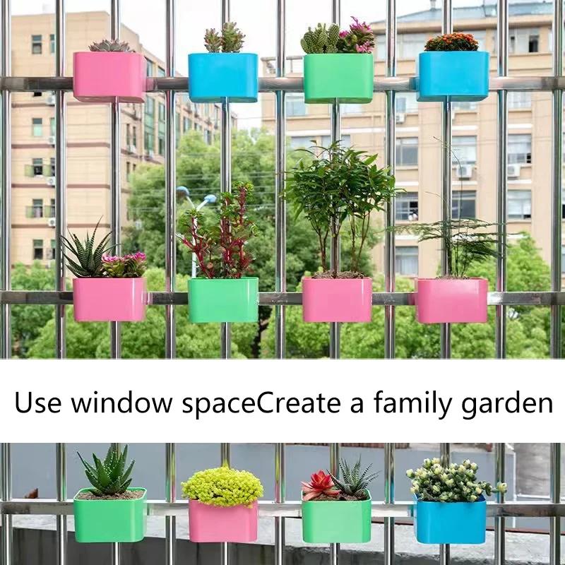 Home Rectangle Wall Hanging Planters Railing Flower PP Plastic Pots Baskets Suitable For Balcony Fence Garden Outdoor Indoor