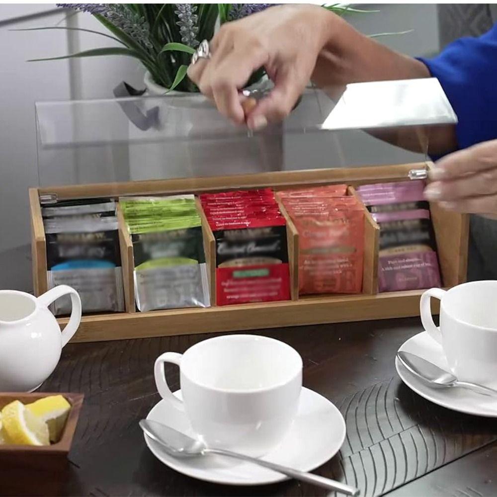 5 Slots Coffee Capsule Storage Box Bamboo Desktop Sundries Organizer Household