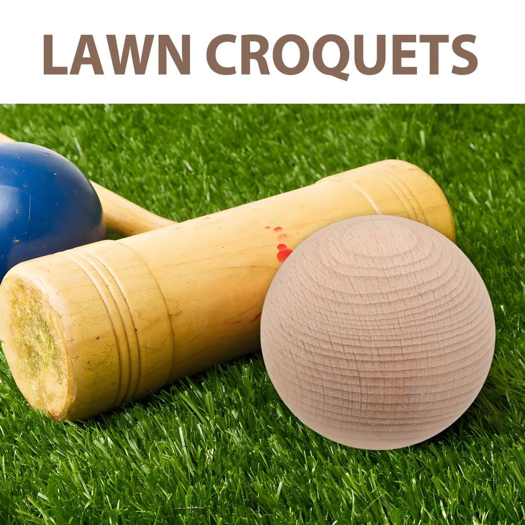 CALLARON Beech Wood Golf Practice Set of for Croquet and Outdoor Lawn and Backyard Activities for Families and Kids Balls, 3, Bocce, Games,