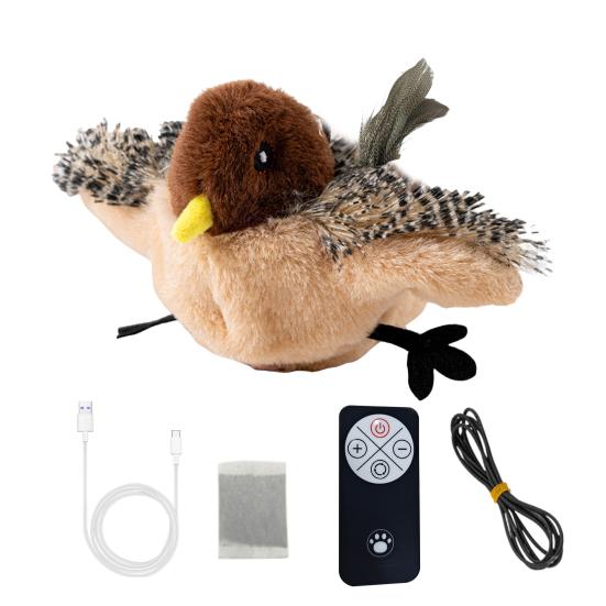 Yousheng Flapping Wings Cat Toy USB Rechargeable Interactive Plush Bat Owl Chicken Toy Squeaking Catnip Toy Chirping Animals Electric
