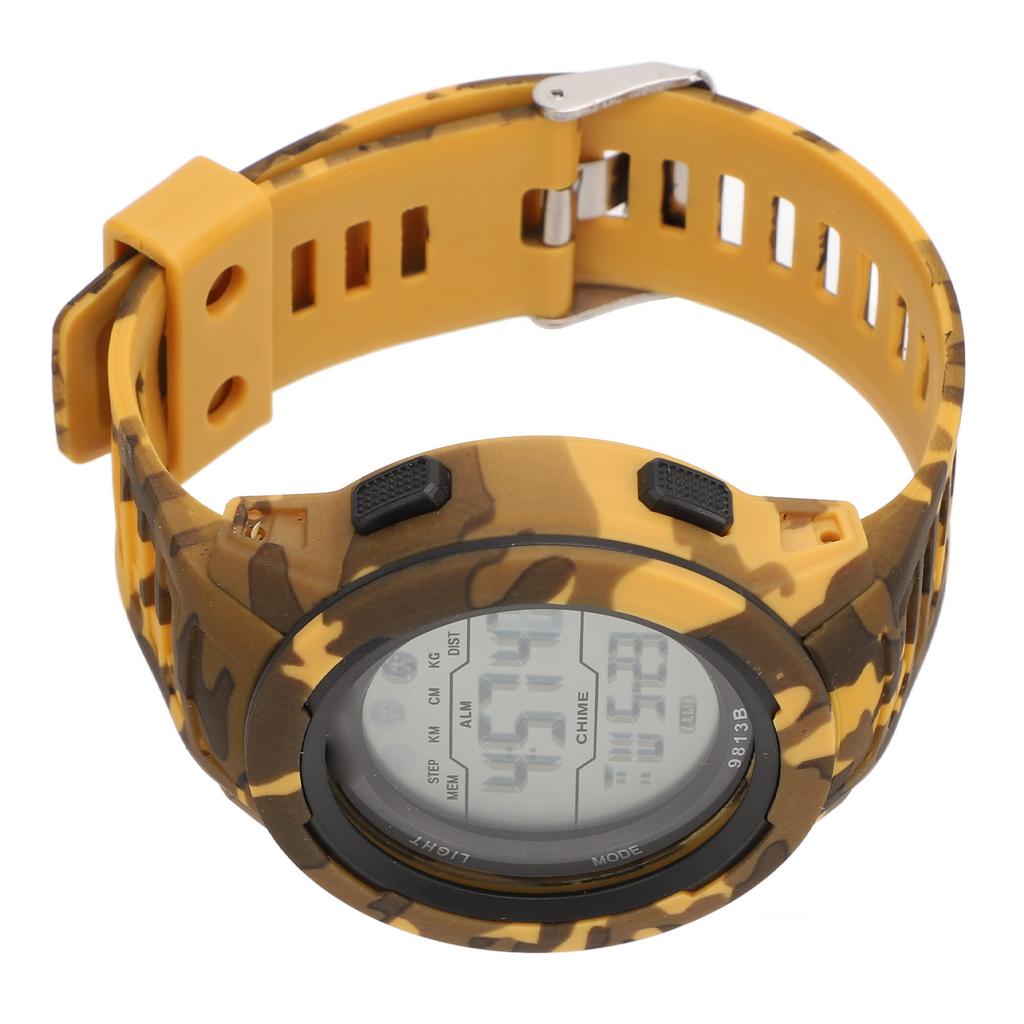 Men Digital Sports Watch with LED Backlight 12 24 Hour Format Waterproof Stopwatch Week Calendar