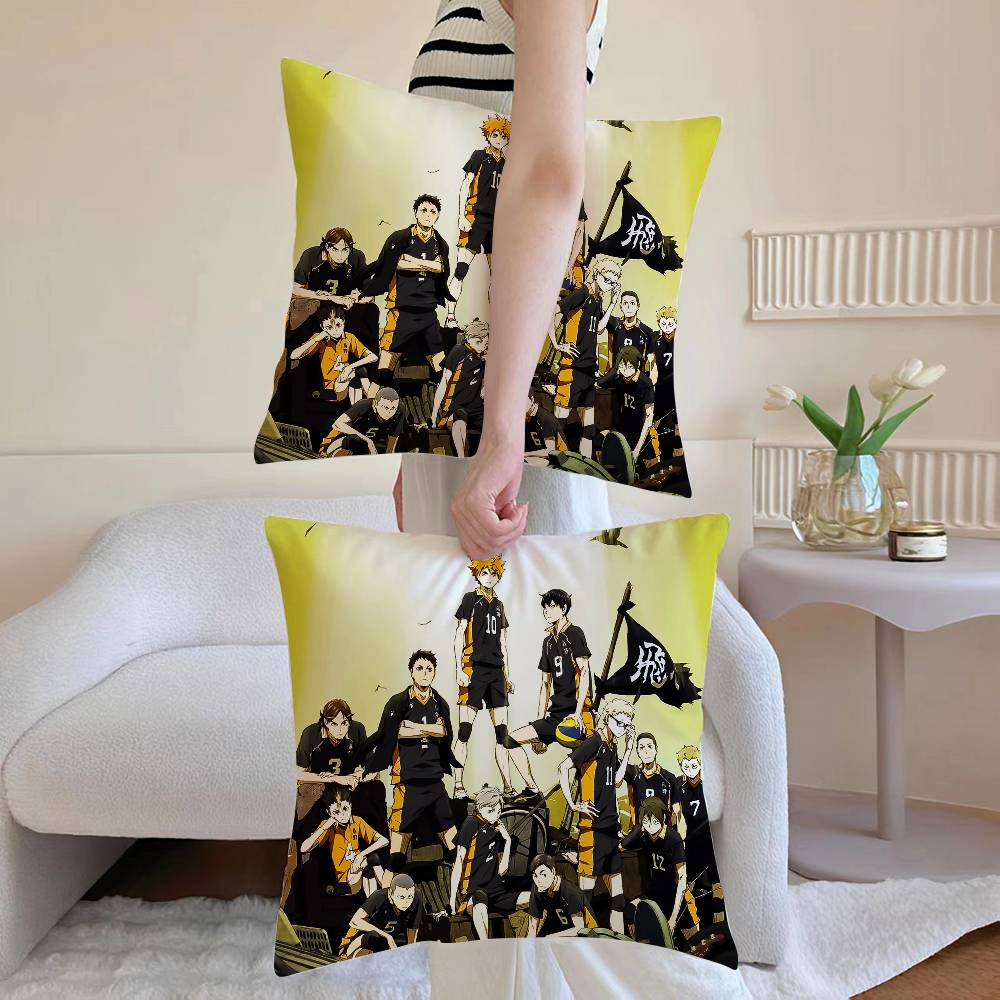 

Anime H-Haikyu Pillow Case Sofa and Living Room Decorative Cushion Covers Dust-proof and Mite-proof Invisible Zipper 12x12Inch