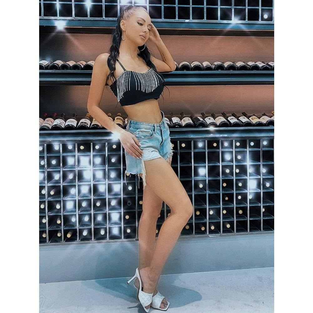 Tassel Rhinestone Chain Strapless Suspender Women's Nightclub Sexy Versatile Top